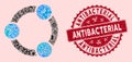 Viral Collage Cooperation Icon with Scratched Antibacterial Stamp