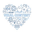 Viral Content vector blue concept outline heart illustration Royalty Free Stock Photo