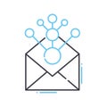 viral email marketing line icon, outline symbol, vector illustration, concept sign