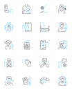 Viral eradication linear icons set. Antibiotics, Antivirals, Immunization, Treatment, Prophylaxis, Cure, Vaccination Royalty Free Stock Photo