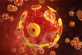 Viral hepatitis infection causing chronic liver disease , Hepatitis viruses 3d illustration