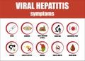 Viral hepatitis symptoms, icon of disease symptoms