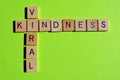 Viral Kindness, words on green with copy space Royalty Free Stock Photo