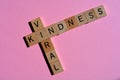 Viral Kindness, words on pink with copy space Royalty Free Stock Photo