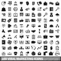 100 viral marketing icons set, simple style Royalty Free Stock Photo