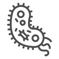 Viral microorganism line icon. Danger disease bacteria outline style pictogram on white background. Corona Virus