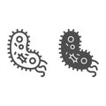Viral microorganism line and solid icon. Danger disease bacteria outline style pictogram on white background. Corona