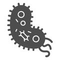 Viral microorganism solid icon. Danger disease bacteria glyph style pictogram on white background. Corona Virus