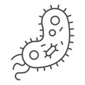 Viral microorganism thin line icon. Danger disease bacteria outline style pictogram on white background. Corona Virus