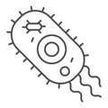 Viral microorganism thin line icon. Danger microbe cell or bacteria outline style pictogram on white background