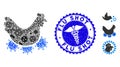 Infected Mosaic Bird Virus Icon with Medical Textured Flu Shot Seal