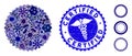 Viral Mosaic Filled Rosette Seal Icon with Medicine Scratched Certified Seal