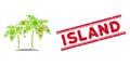 Viral Mosaic Island Palms Icon and Textured Island Stamp with Lines