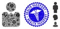 Viral Mosaic Person Icon with Doctor Grunge Health Passport Stamp