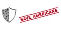 Viral Mosaic Shield Icon and Distress Save Americans Stamp with Lines