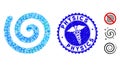 Viral Mosaic Spiral Icon with Health Care Textured Physics Stamp