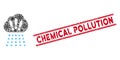 Viral Mosaic Storm Cloud Icon and Distress Chemical Pollution Seal with Lines