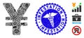 Viral Mosaic Yen Icon with Medical Distress Infestation Stamp