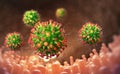 Viral mutations. Research of viral genome. Germ, virus, microbe, bacterium, pathogen organism, infectious micro virology