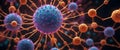 Viral Network Micrograph AI Generative Royalty Free Stock Photo