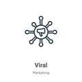 Viral outline vector icon. Thin line black viral icon, flat vector simple element illustration from editable marketing concept Royalty Free Stock Photo