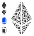 Viral Rhombus Crystal Collage Icon and Bonus Icons