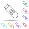 Vires in flash drive multi color icon. Simple thin line, outline vector of security icons for ui and ux, website or mobile Royalty Free Stock Photo