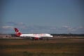 A Virgin America Airbus A-320 on the runway at JFK Airport in New York