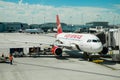 Virgin America plane at gate