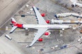 Virgin Atlantic Airbus A340-600 airplane Los Angeles airport aerial photo