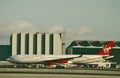Virgin Atlantic Airways Airbus A340 being serviced after a flight