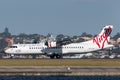 Virgin Australia Airlines ATR ATR-72 twin engine turboprop regional airliner aircraft at Sydney Airport Royalty Free Stock Photo