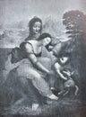 The Virgin, baby Jesus and Saint Anna by Leonardo Da Vinci in a vintage book Leonard de Vinci, author A. Rosenberg, 1898, Leipzig