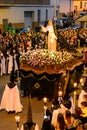 Virgin of bitterness in the Easter Week Procession of the Brotherhood of Jesus in his Third Fall on Holy Monday in Zamora, Spain.