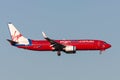 Virgin Blue Airlines Boeing 737-8FE VH-VUE on approach to land at Melbourne International Airport.