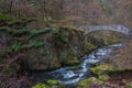 virgin bridge in the bode valley the river flows underneath through the forest Royalty Free Stock Photo