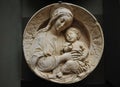 Virgin and Child with a border of cherubim, after a marble original by Benedetto da Maiano at the V&A Museum Royalty Free Stock Photo