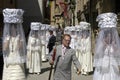 Virgin choir in traditional costume in procession, Spain