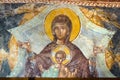 Virgin and Christ Child. Fresco in Chora Church Royalty Free Stock Photo