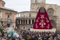 Virgin covered with flowers in Falles, traditional celebration,