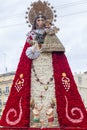 Virgin covered with flowers in Falles, traditional celebration,