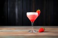 virgin daiquiri in glass with strawberry garnish Royalty Free Stock Photo