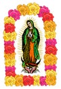 Virgin of Guadalupe, color Roses Isolated Vector illustration Royalty Free Stock Photo