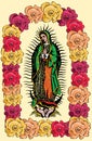 The Virgin of Guadalupe and roses - vector Royalty Free Stock Photo