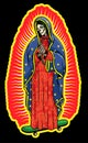 Virgin of Guadalupe on a skateboard. The Virgin Skeleton Mary Vector Poster Illustration. Royalty Free Stock Photo