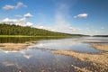 Virgin Komi forests, picturesque banks of the river Shchugor. Royalty Free Stock Photo