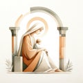 Virgin Mary with baby Jesus. Digital watercolor painting