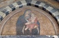 Virgin Mary with baby Jesus, fresco in the Santa Maria Novella church in Florence Royalty Free Stock Photo
