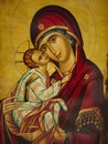 Virgin Mary and baby Jesus, Greek Orthodox icon Royalty Free Stock Photo