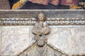 Virgin Mary with baby Jesus, statue on the portal of Saint Alipio, basilica of St Mark`s, Piazza San Marco, Venice Royalty Free Stock Photo